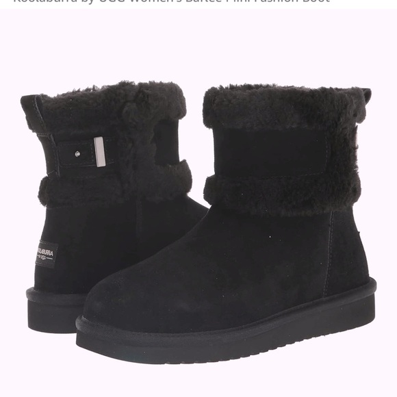New Koolaburra By UGG Barlee Mini Boots Women's Black Suede Faux Fur Sz 10 - Picture 1 of 9